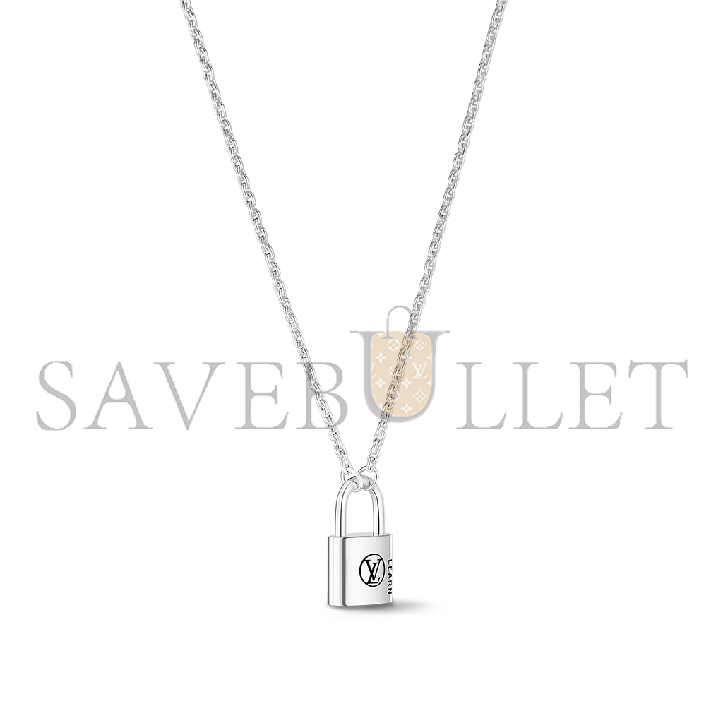 LOUIS VUITTON SILVER LOCKIT PENDANT, STERLING SILVER BLACK LAQUERED Q03273